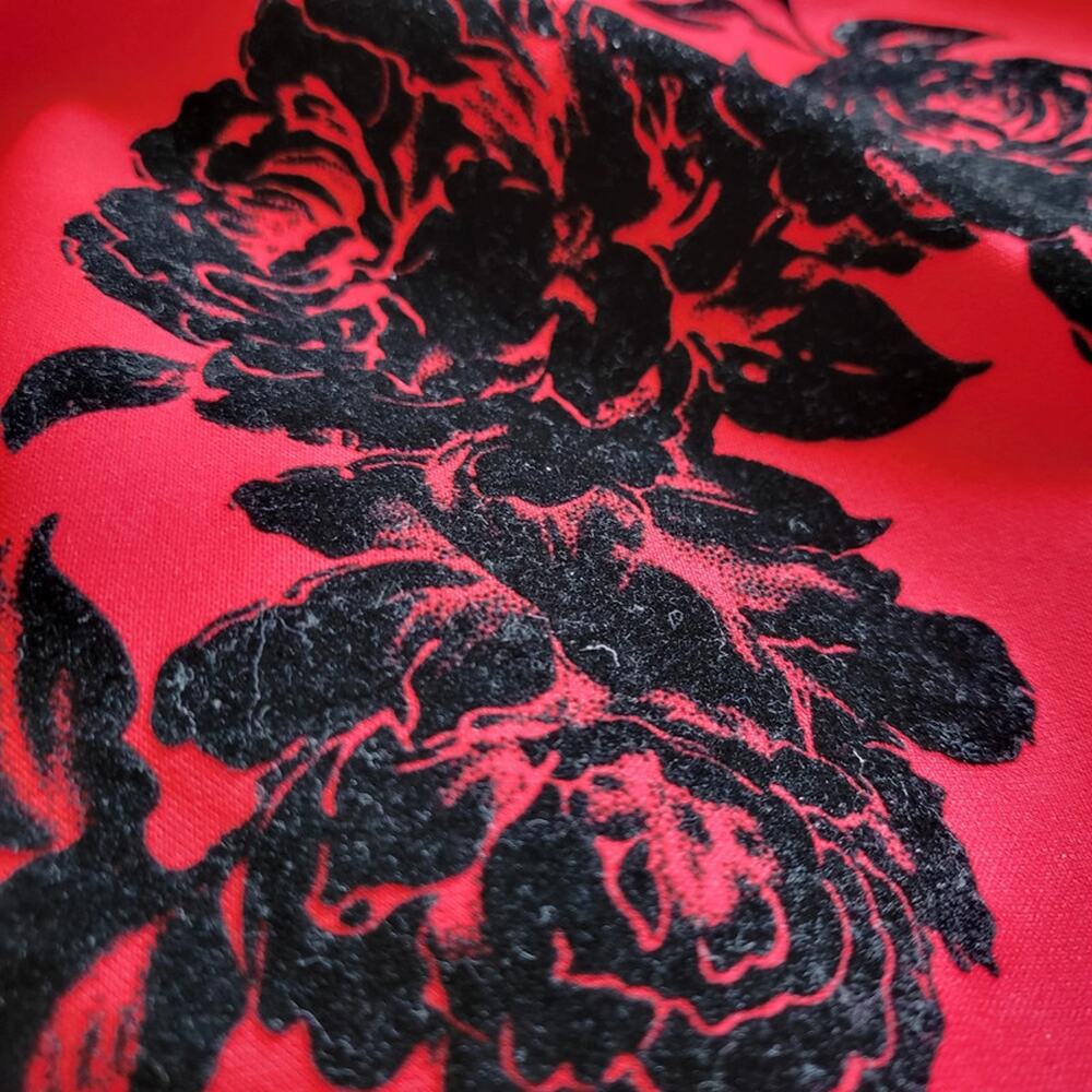 Studio One New York Womens Size 12 Red Black Rose Velvet Cocktail Wedding - Picture 14 of 14